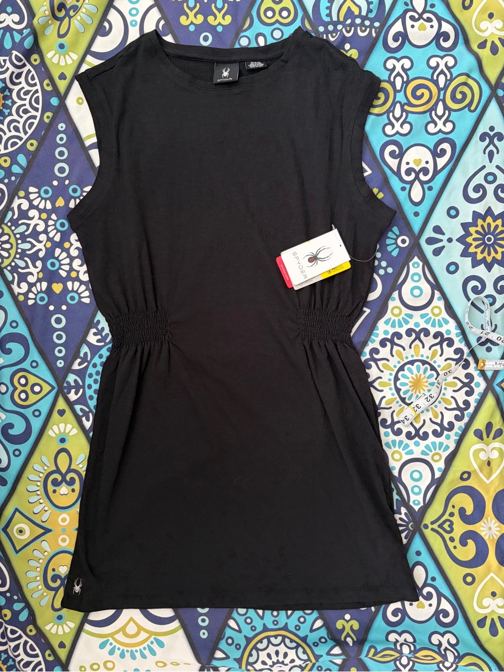 NWT Spyder Black Sleeveless Cinched Waist Tank Dress